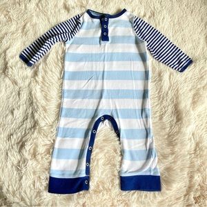 Cloud Island Blue Striped Long Sleeve Romper 6/9